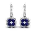 Cushion Diamond and Multi Sapphire Earrings