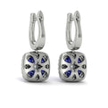 Cushion Diamond and Multi Sapphire Earrings