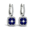 Cushion Diamond and Multi Sapphire Earrings