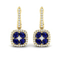 Cushion Diamond and Multi Sapphire Earrings