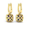 Cushion Diamond and Multi Sapphire Earrings