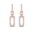 Diamond North South Open Oval Pendant Link Earrings