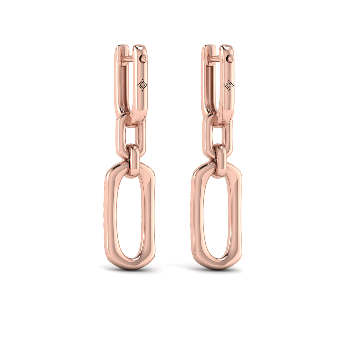 Diamond North South Open Oval Pendant Link Earrings