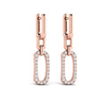 Diamond North South Open Oval Pendant Link Earrings