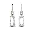 Diamond North South Open Oval Pendant Link Earrings