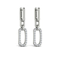 Diamond North South Open Oval Pendant Link Earrings