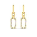 Diamond North South Open Oval Pendant Link Earrings