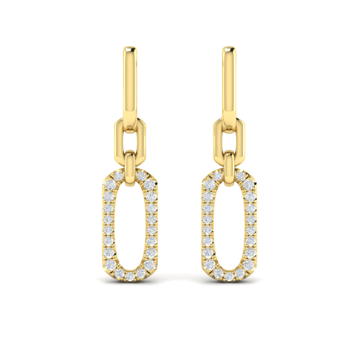 Diamond North South Open Oval Pendant Link Earrings