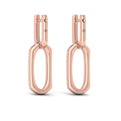Diamond North South Open Oval Pendant Link Earrings