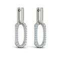 Diamond North South Open Oval Pendant Link Earrings