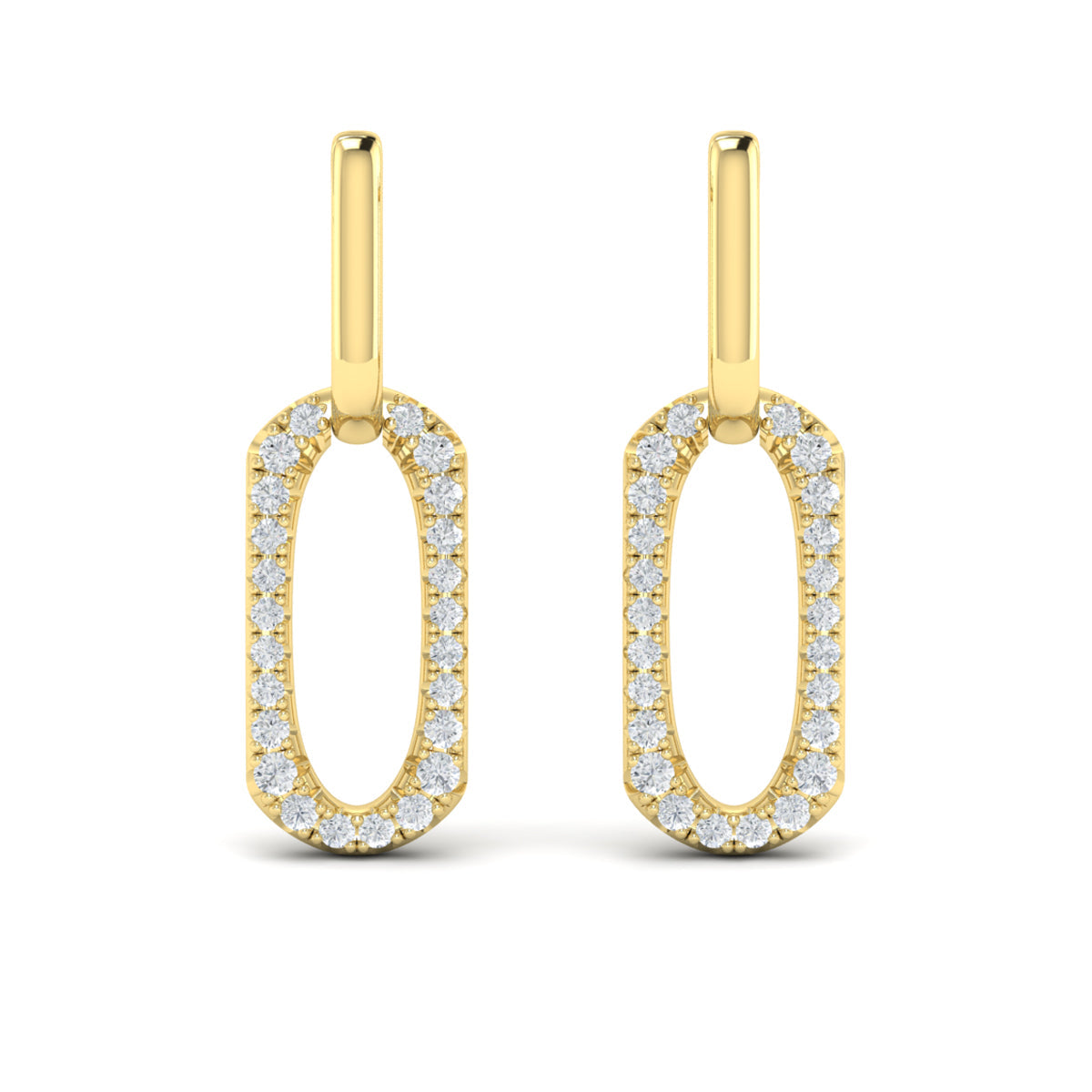 Diamond North South Open Oval Pendant Link Earrings