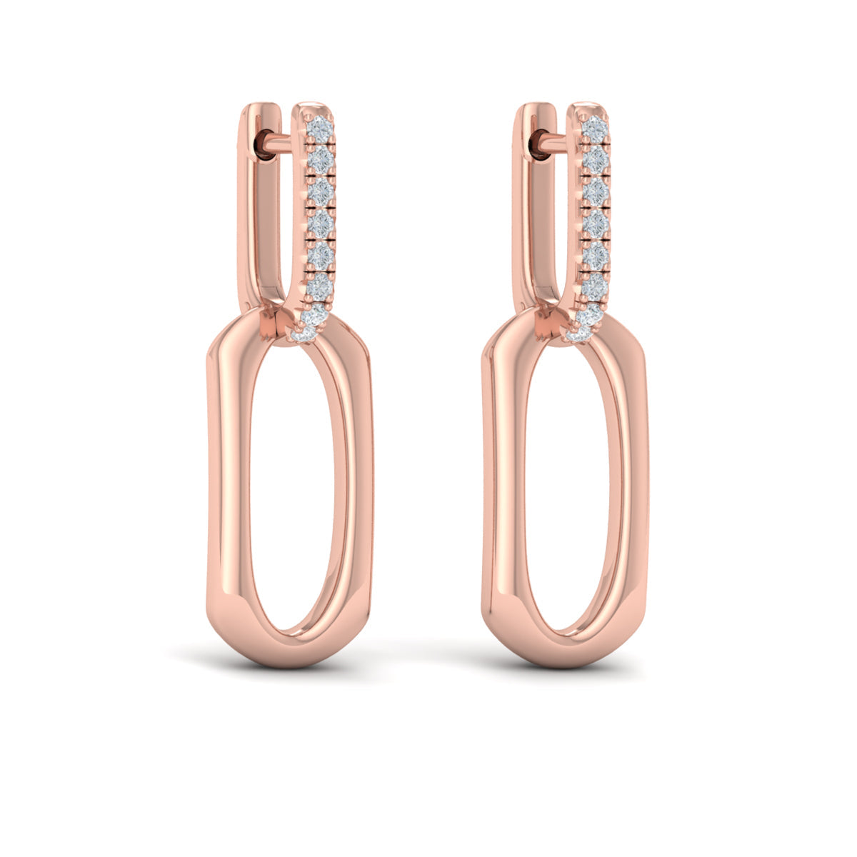 Diamond Accent North South Open Oval Pendant Link Earrings