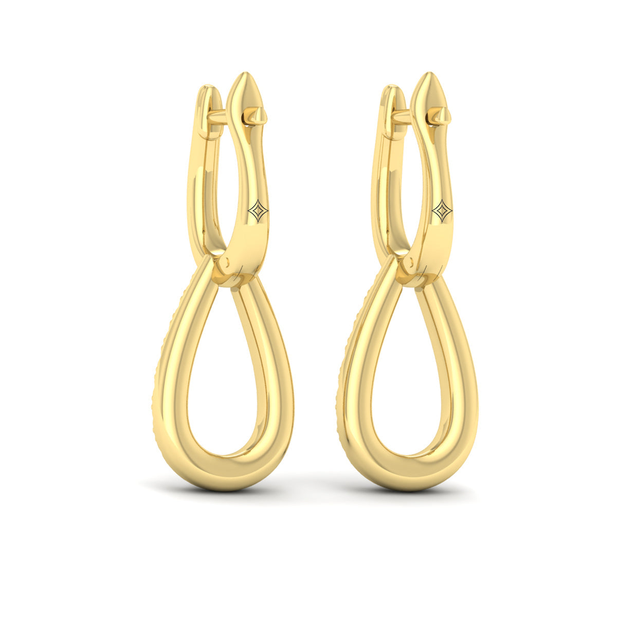 Diamond Open Tear Drop Link Earrings