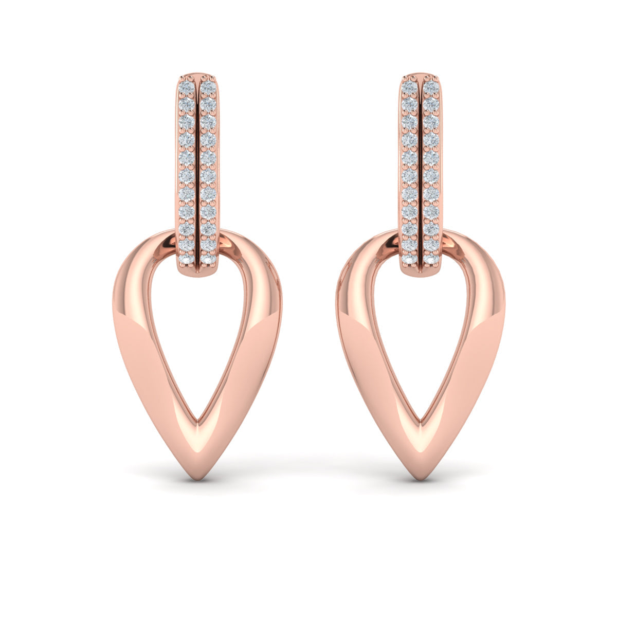 Diamond Accent Open Tear Drop Link Earrings