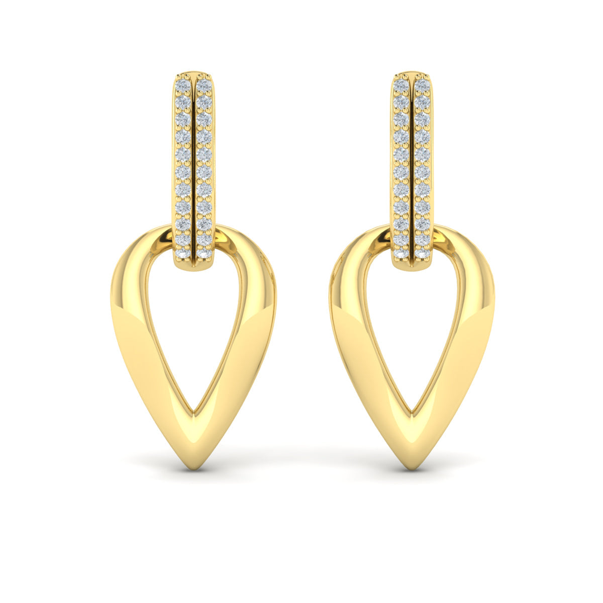 Diamond Accent Open Tear Drop Link Earrings