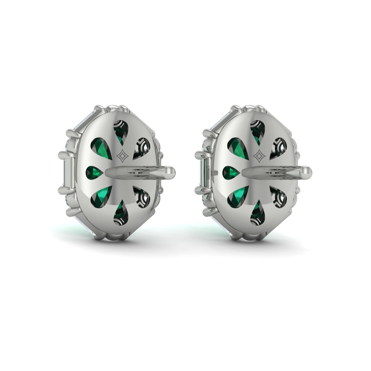 Oval Emerald and Diamond Baguette Earrings