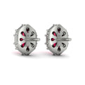 Oval Ruby and Diamond Baguette Earrings