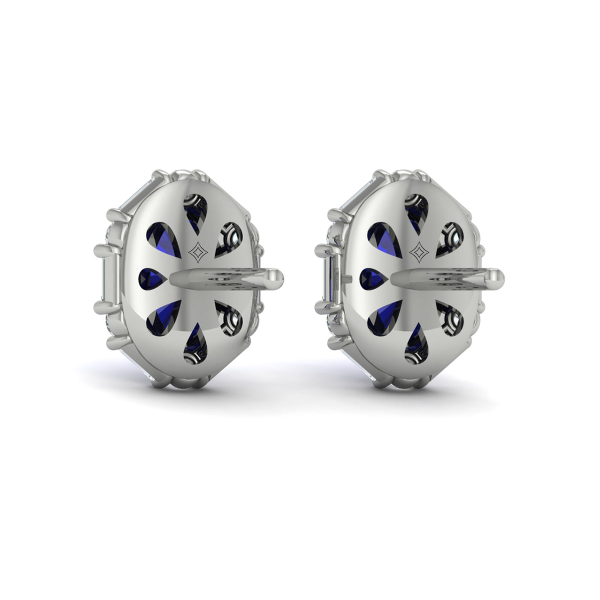 Oval Sapphire and Diamond Baguette Earrings