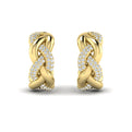 Alternating Diamond Twist Huggie Hoop Earrings