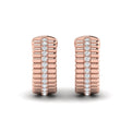Fluted Huggie Earrings with Center Diamonds