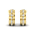 Fluted Huggie Earrings with Center Diamonds