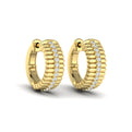 Fluted Huggie Earrings with Center Diamonds