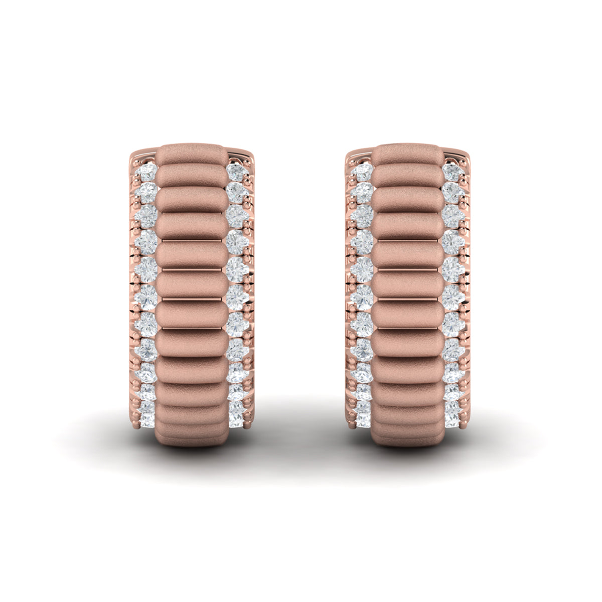 Fluted Huggie Earrings with Sanded Finish