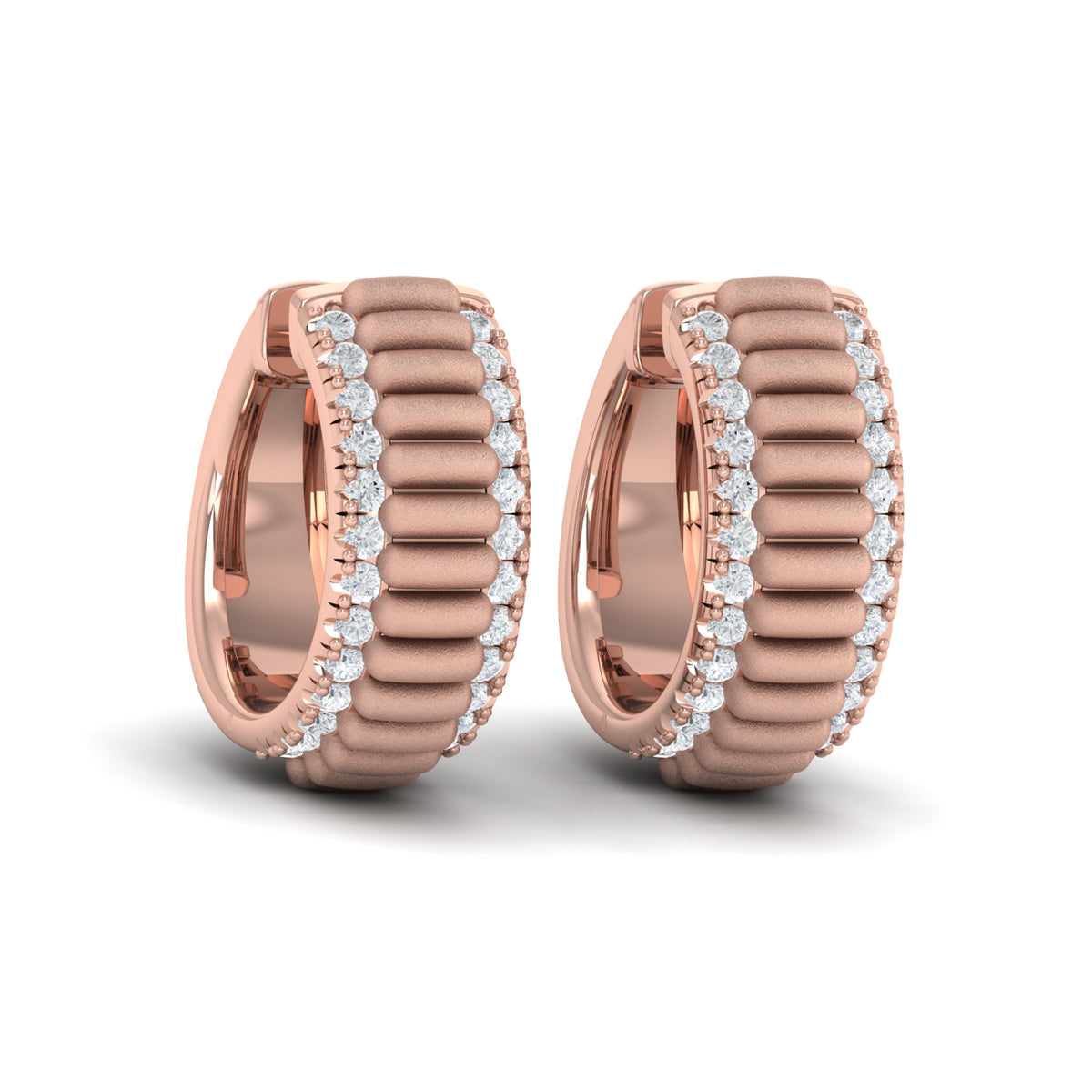 Fluted Huggie Earrings with Sanded Finish