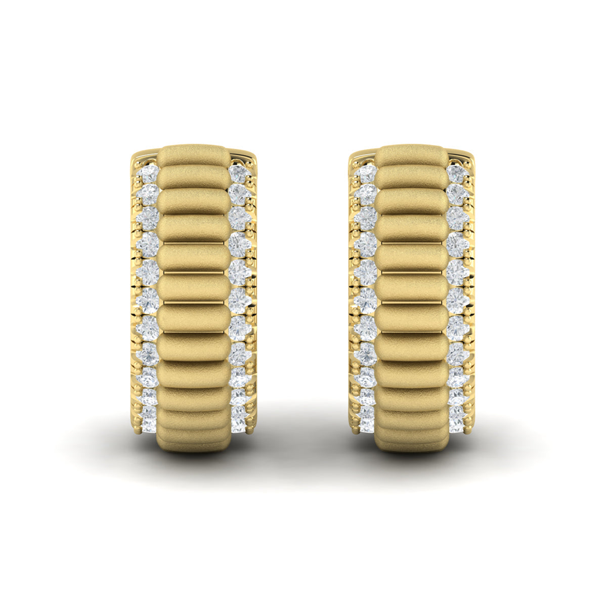 Fluted Huggie Earrings with Sanded Finish