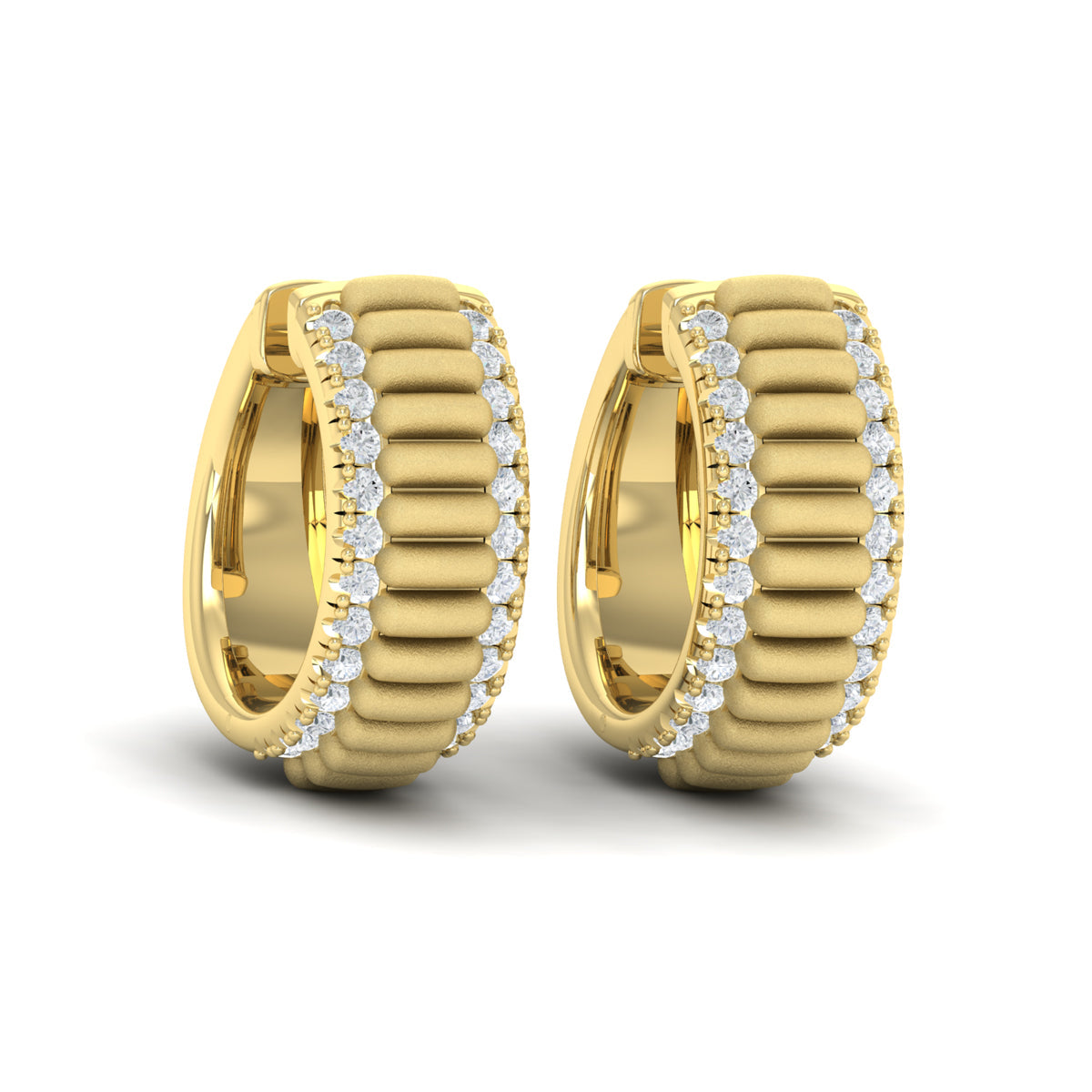 Fluted Huggie Earrings with Sanded Finish