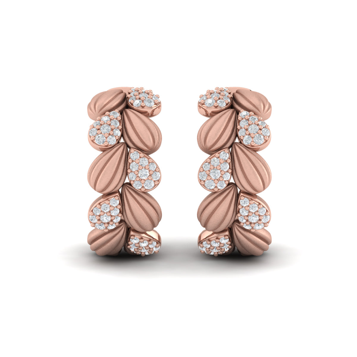 Scallop Hoop Earrings with Sanded Finish