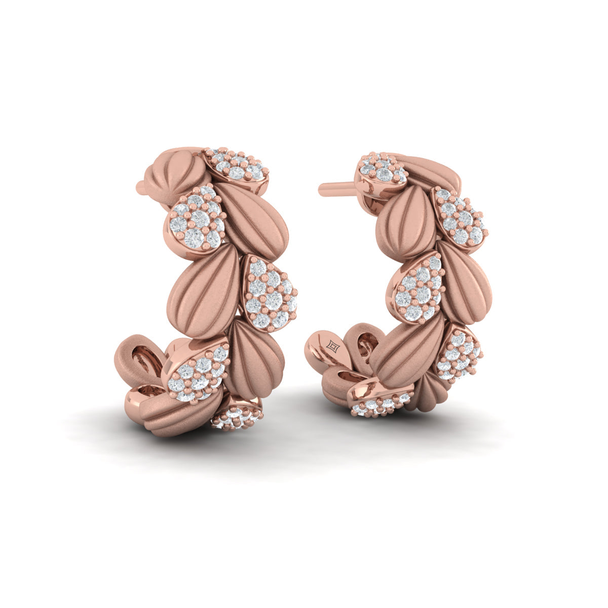 Scallop Hoop Earrings with Sanded Finish