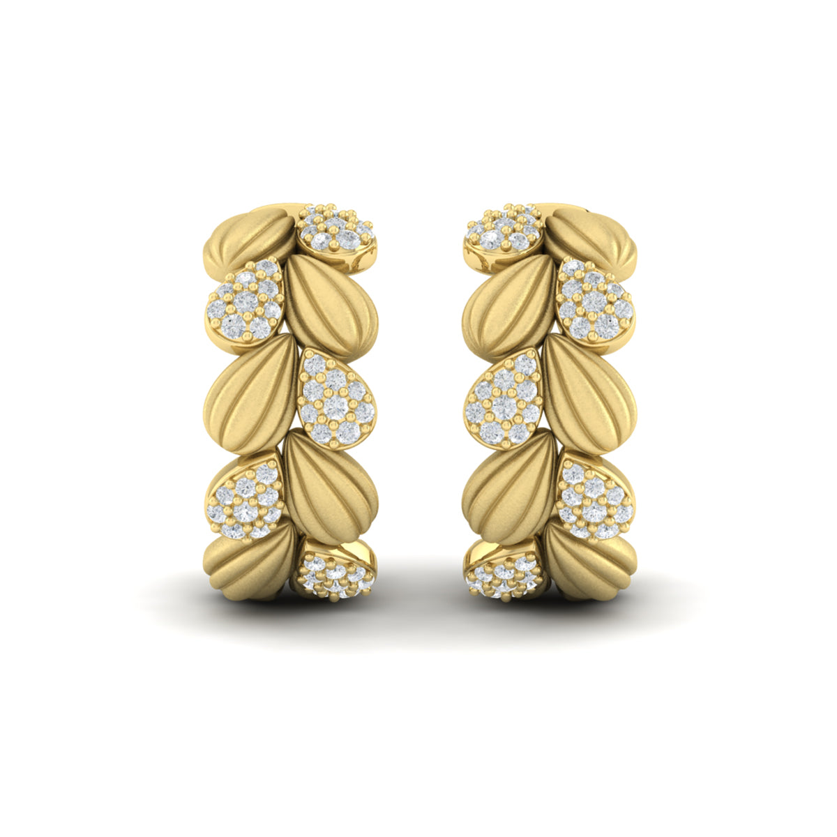Scallop Hoop Earrings with Sanded Finish