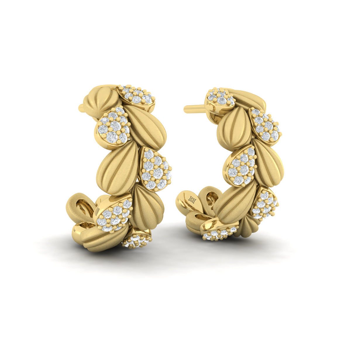 Scallop Hoop Earrings with Sanded Finish
