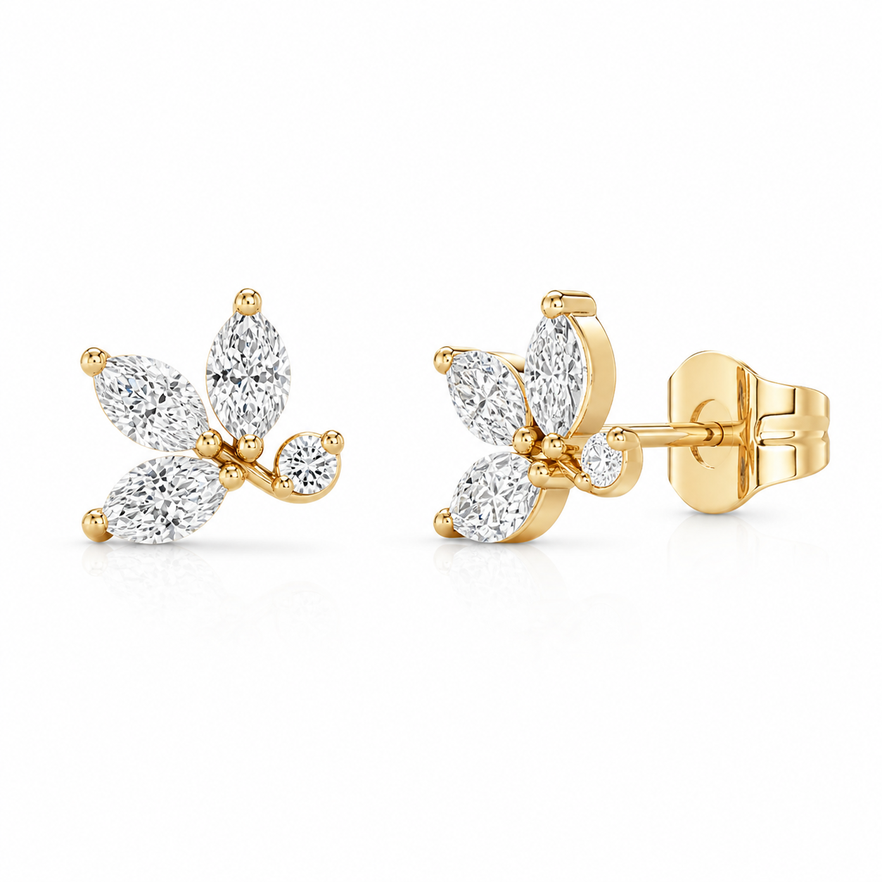 Yellow Gold Diamond Vine Studs
