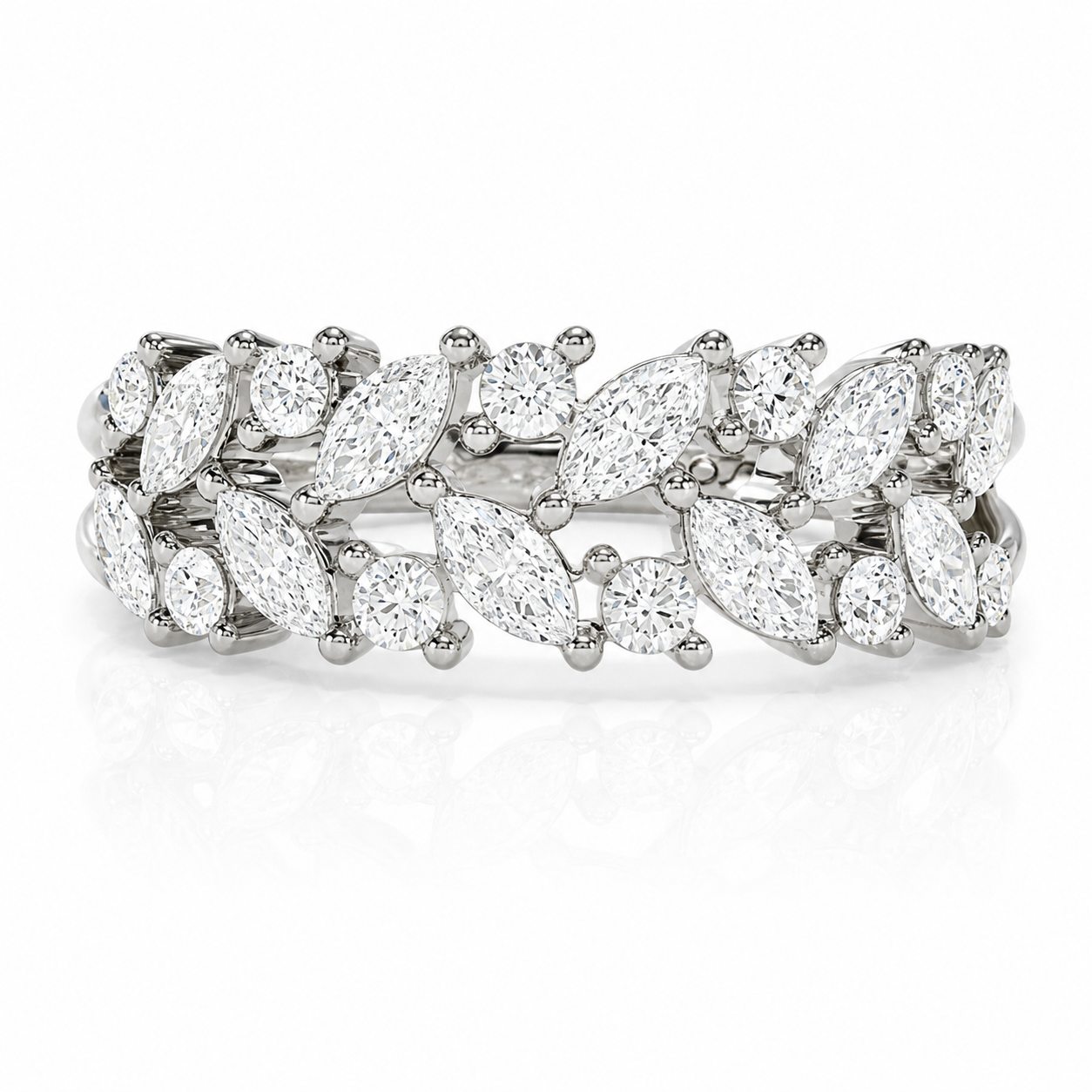 White Gold Marquise Diamond Vine Inspired Ring