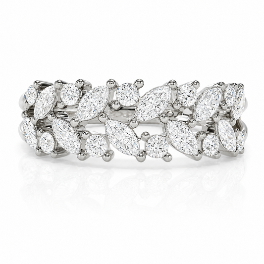 White Gold Marquise Diamond Vine Inspired Ring