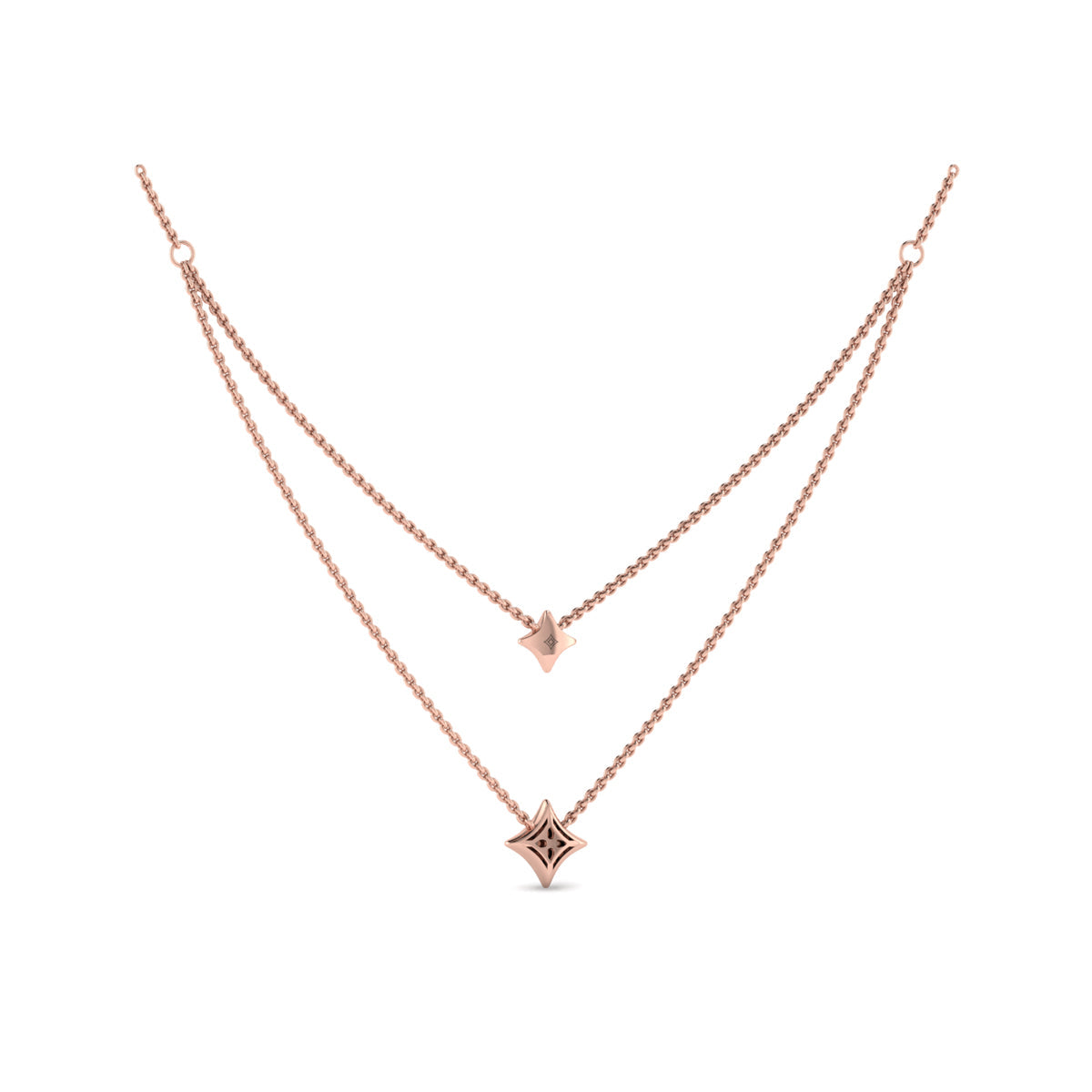 Two Row Diamond Vlora Star Pendant Necklace