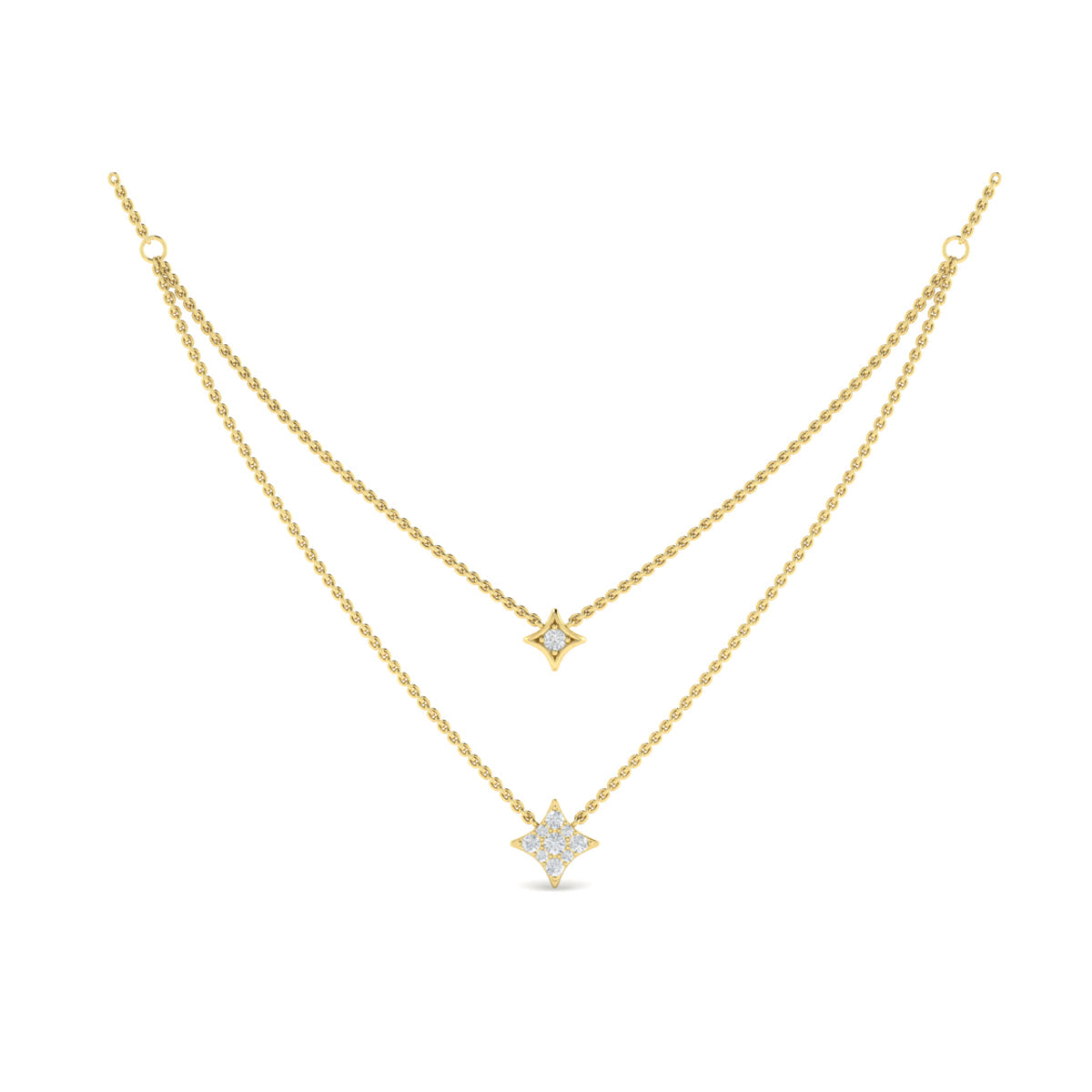 Two Row Diamond Vlora Star Pendant Necklace
