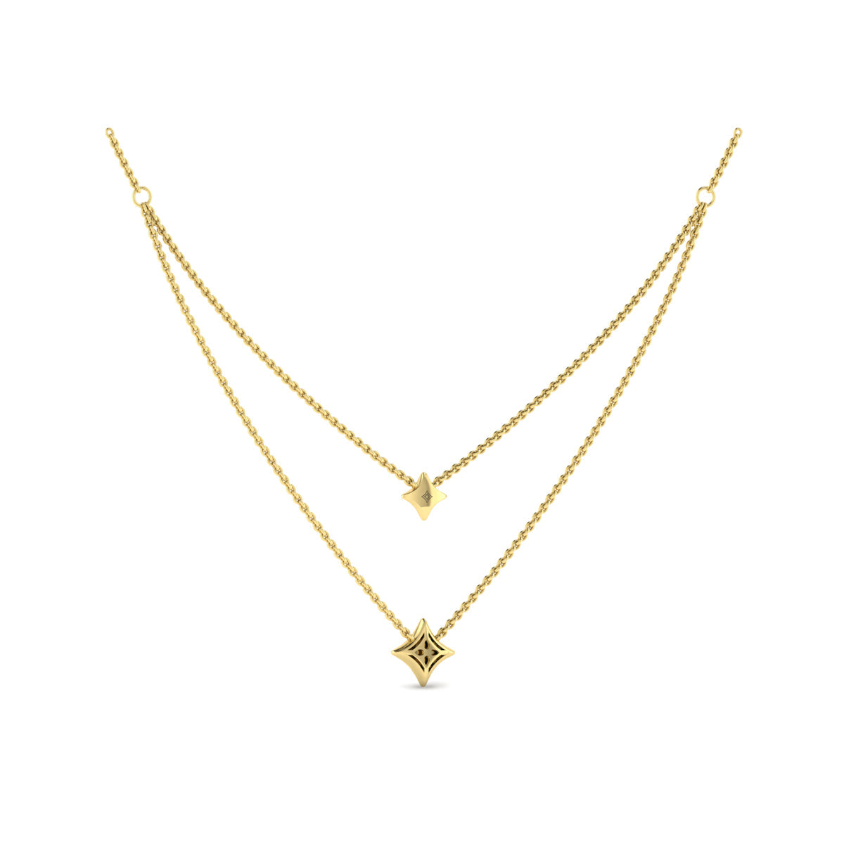 Two Row Diamond Vlora Star Pendant Necklace