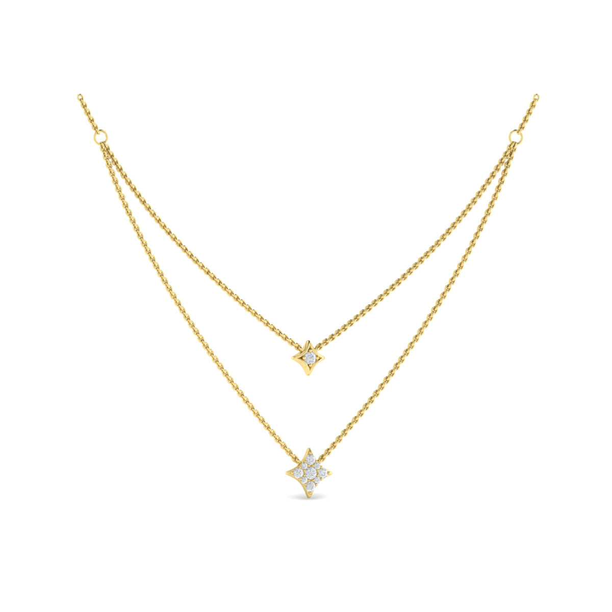 Two Row Diamond Vlora Star Pendant Necklace