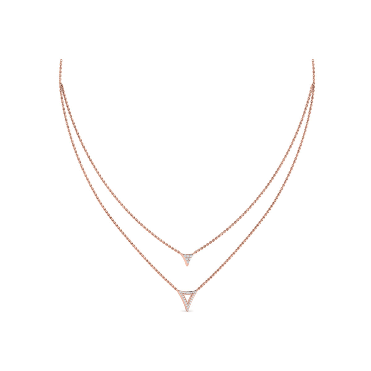 Diamond Open Trinity Two Row Necklace