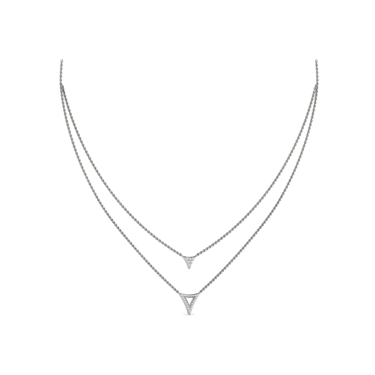 Diamond Open Trinity Two Row Necklace