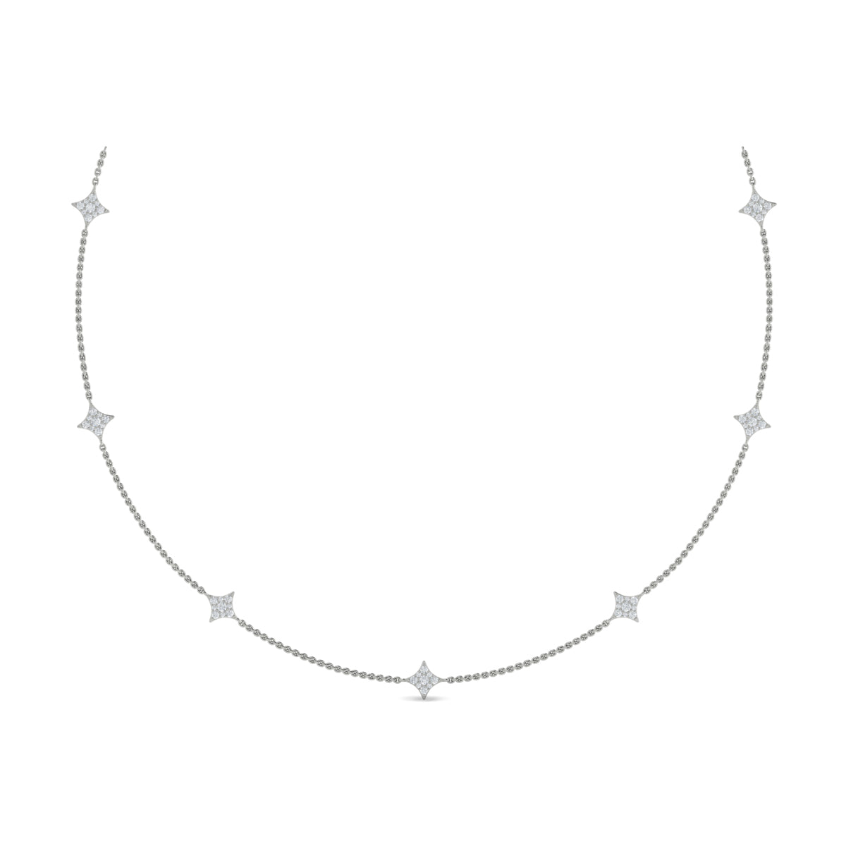 Diamond Cluster Multi Vlora Star Pendant Necklace