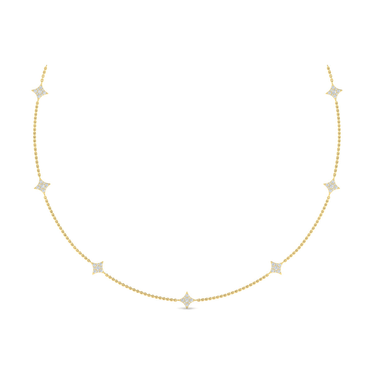 Diamond Cluster Multi Vlora Star Pendant Necklace