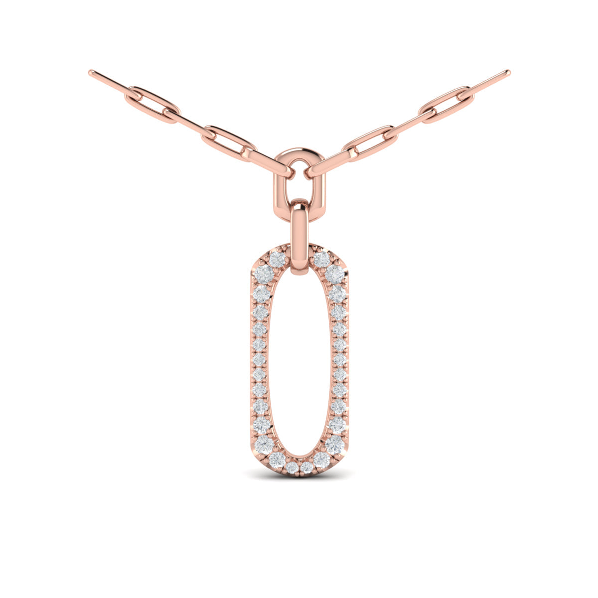 Diamond North South Open Oval Link Necklace