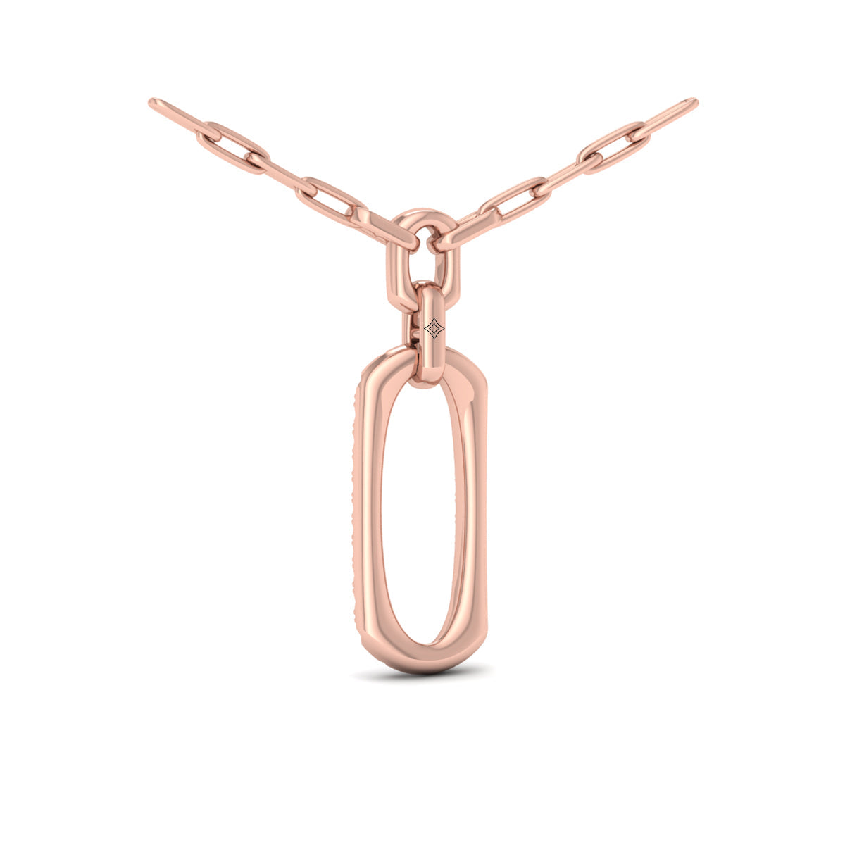 Diamond North South Open Oval Link Necklace