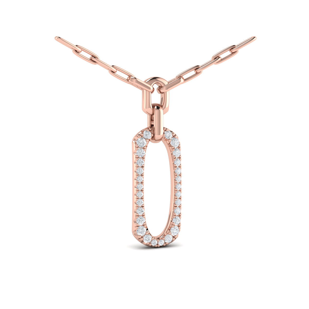 Diamond North South Open Oval Link Necklace