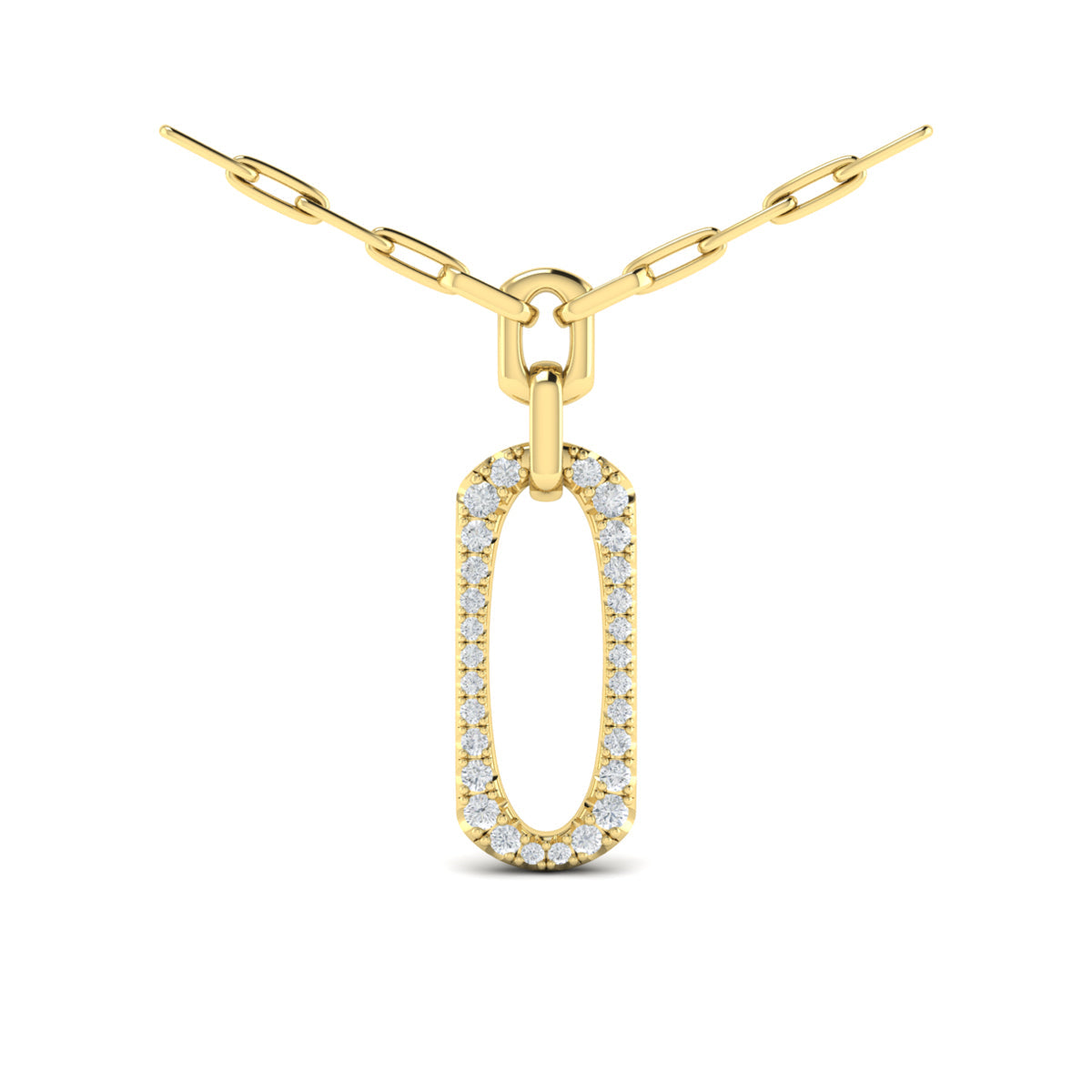 Diamond North South Open Oval Link Necklace