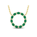 Oval Emerald and Diamond Open Circle Pendant Necklace